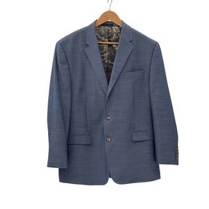 Lauren Ralph Lauren Blazer Sports Coat Men Size 46R Blue Polyester Linen Blend